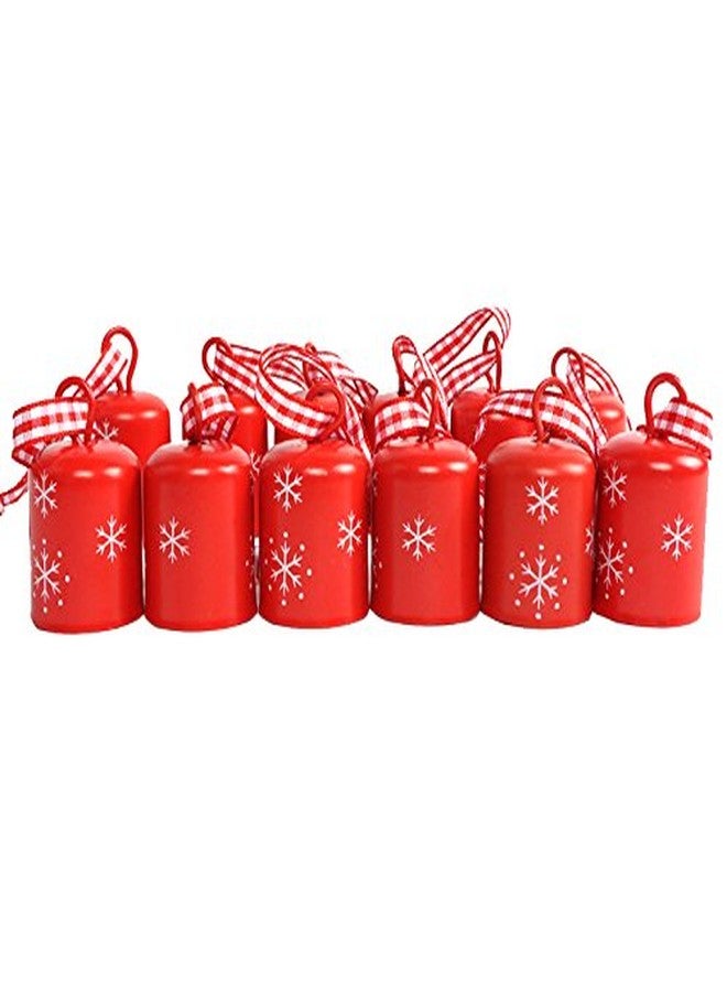 Futaba Cylindrical Jingle Bell Christmas Tree Decoration- Red - Pack of 12 - Image 2